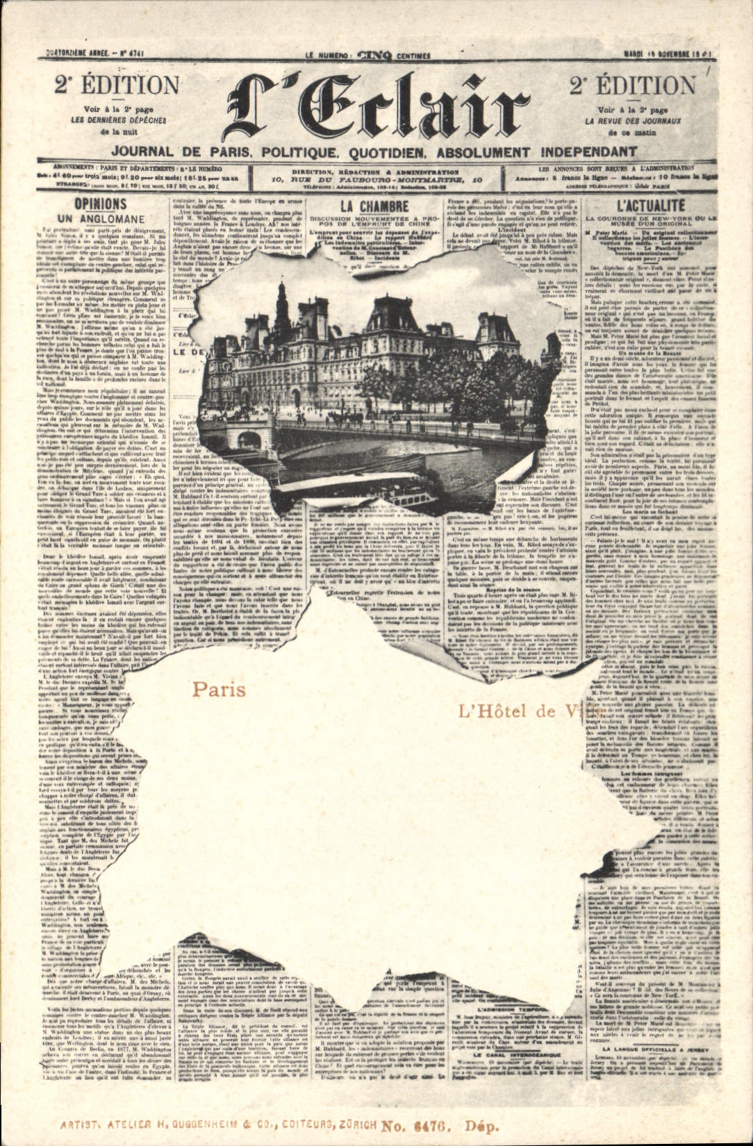 Paris — L'Hôtel de Ville — Journal L'Éclair, 2e édition