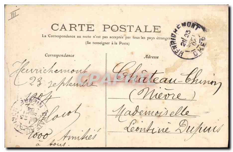 CPA Folklore Les chansons de Jean Rameau illustrees Jeune fille Berrichonne — Verso