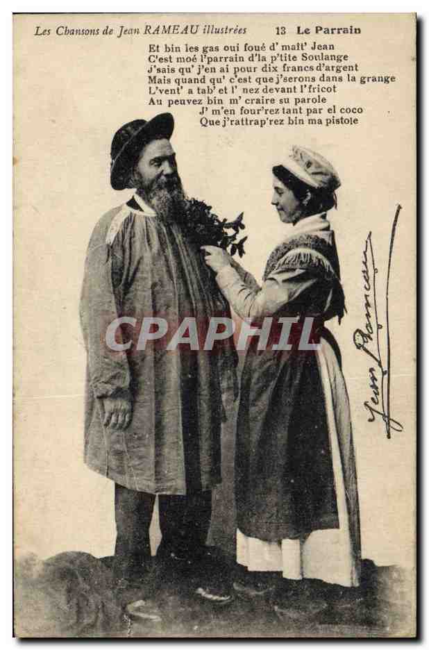 CPA Folklore Les chansons de Jean Rameau illustrees Le parrain