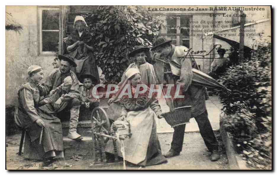 CPA Folklore Les chansons de Jean Rameau illustrees Les oeufs