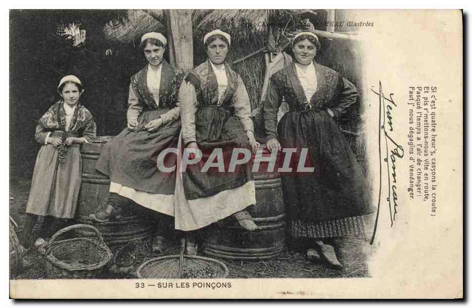 CPA Folklore Les chansons de Jean Rameau illustrees Sur les poincons Femmes