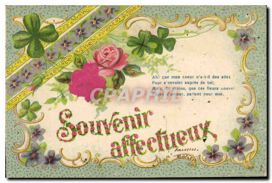 CPA Fantaisie Fleurs Trefles