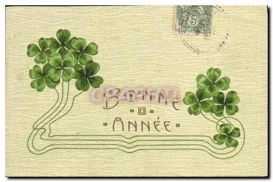 CPA Fantaisie Fleurs Trefles Bonne annee