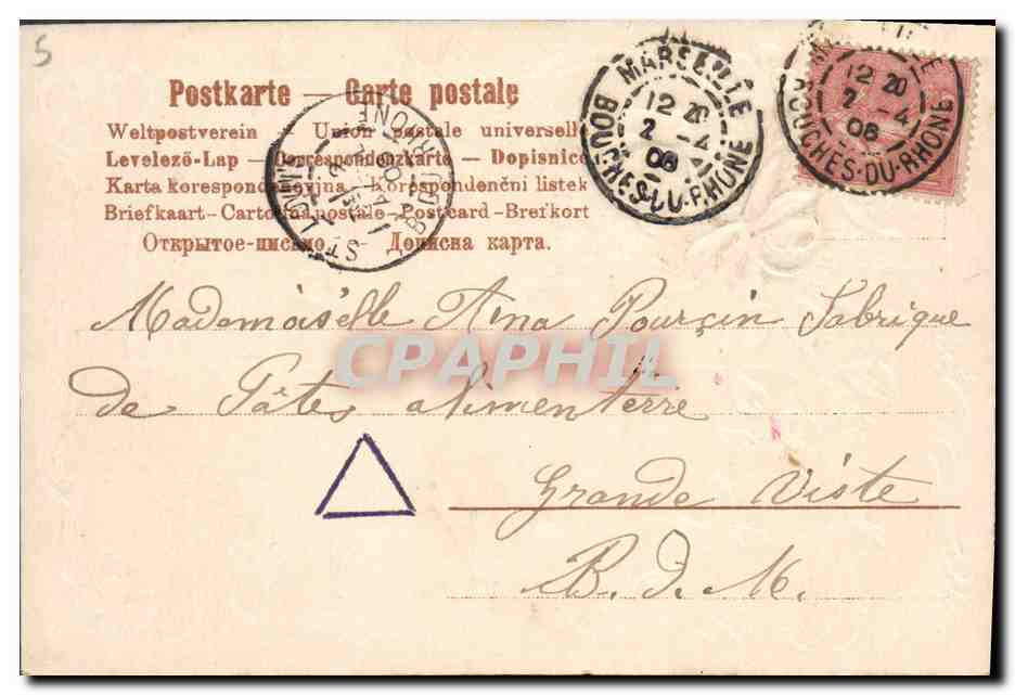 CPA Fantaisie Fleurs Poisson Hirondelle — Verso