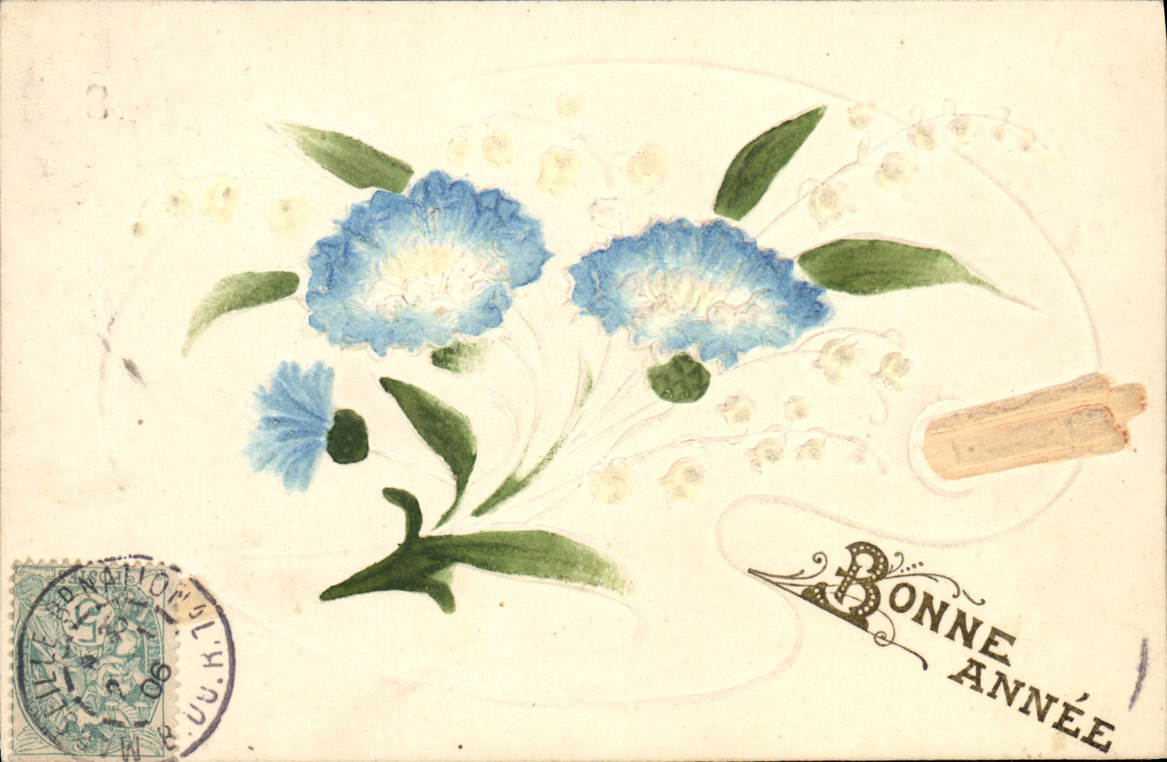 Fleurs bleues — carte de vœux — éditeur Union postale universelle, n°11