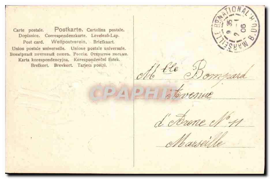 Fleurs bleues — carte de vœux — éditeur Union postale universelle, n°11 — Rückseite