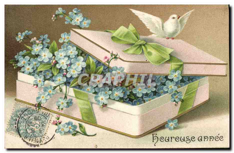 CPA Fantaisie Fleurs Colombe