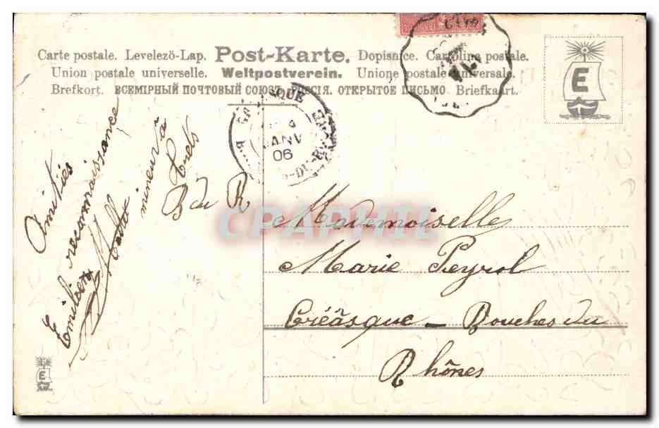 CPA Fantaisie Fleurs Oiseaux — Verso