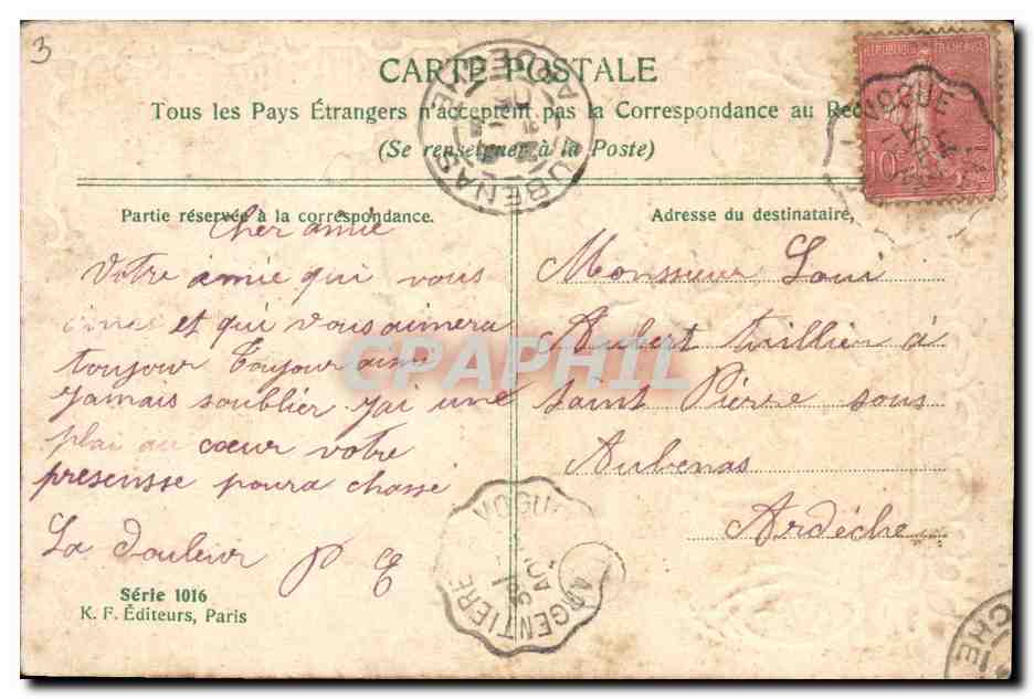 CPA Fantaisie Fleurs  — Rückseite