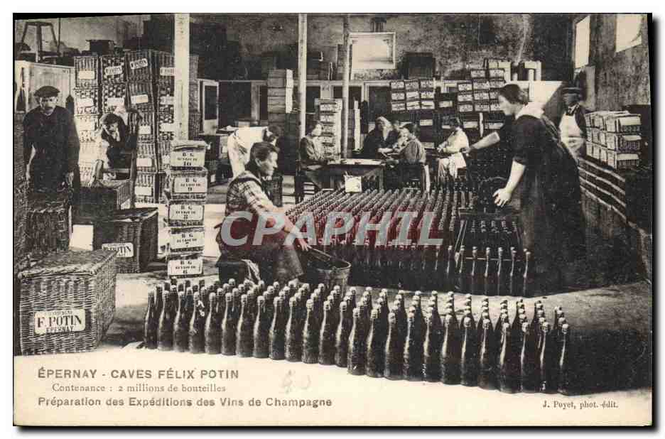 CPA Folklore Vigne Vendanges Epernay Caves Felix Potin Preparation des expeditions des vins de Champagne TOP