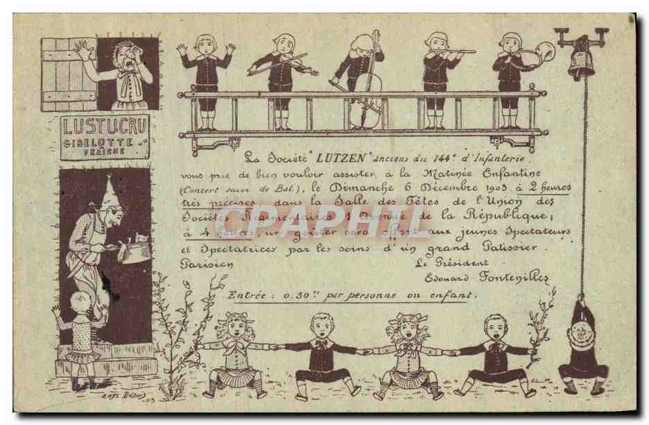 CPA Publicite Lustucru Enfants Violon Flute Violoncelle Cor TOP 