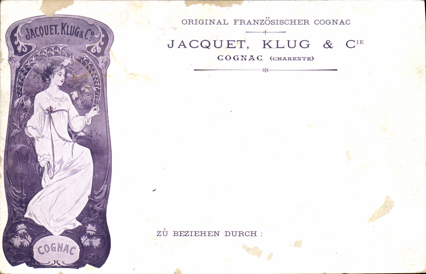 CPA Publicite Jacquet Klug Cognac 