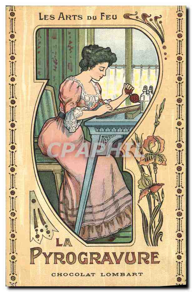 CPA Publicite Les arts du feu La Pyrogravure Chocolat Lombart 