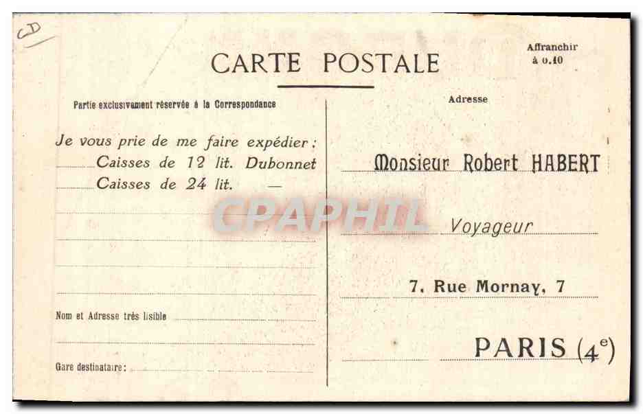 CPA Publicite Dubonnet Quinquina  — Rückseite