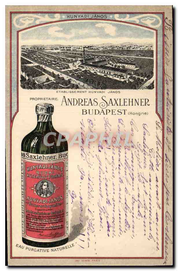 CPA Publicite Andes Saxlehner Budapest Hongrie Eau purgative Hungary TOP 