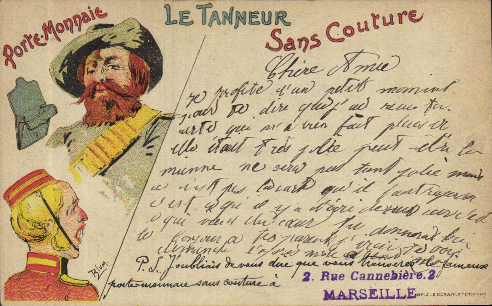 CPA Publicite Porte monnaie Le Tanneur Sans couture Illustrateur 