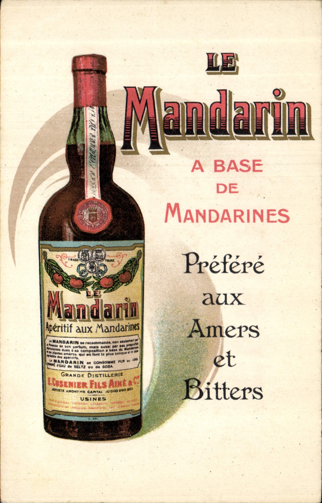 Le Mandararin — Apéritif aux mandarines — Cusenier Fils Aîné & Cie