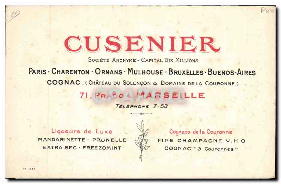 Le Mandararin — Apéritif aux mandarines — Cusenier Fils Aîné & Cie — Verso