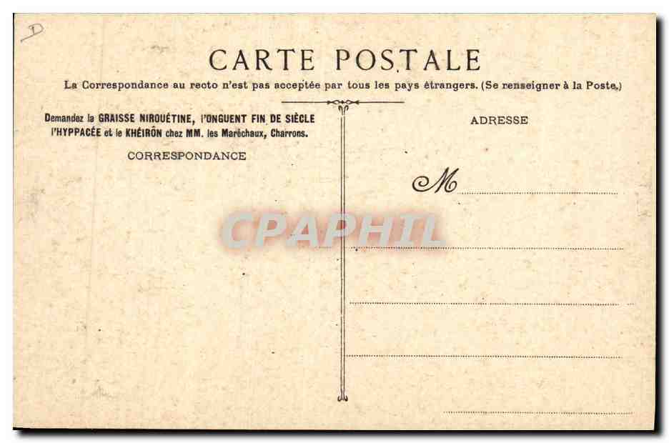 CPA Publicite Graisse Nirouetine Huilerie de Paris Cabanne Nirquet Cheval Forgeron TOP  — Rückseite