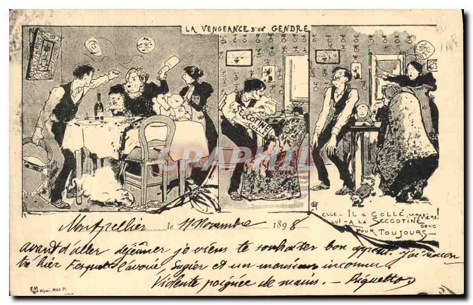 CPA Publicite La vengeance d'un gendre carte 1898 