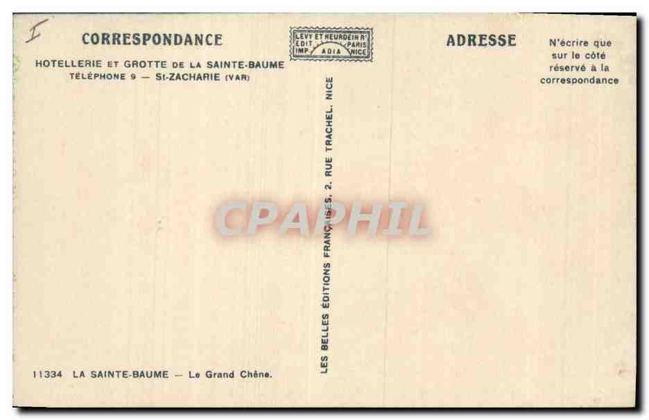 CPA Arbre La Sainte Baume Le grand chene — Rückseite