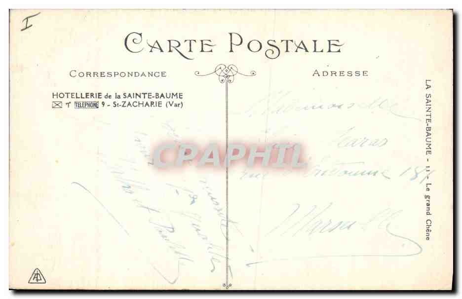 CPA Arbre La Sainte Baume Le grand chene — Rückseite