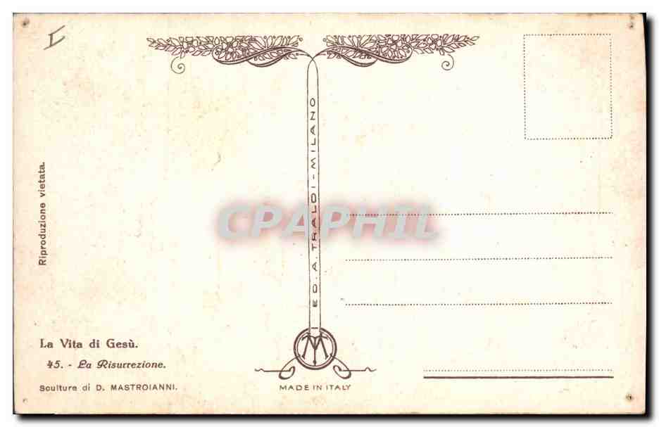 CPA Fantaisie Illustrateur Mastroianni La Vita di Gesu La Risurrezione  — Verso