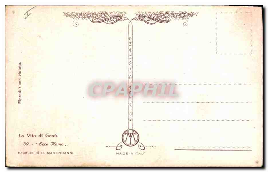 CPA Fantaisie Illustrateur Mastroianni La Vita di Gesu Ecce Homo  — Verso