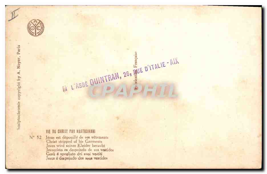 CPA Fantaisie Illustrateur Mastroianni Vie du Christ Jesus est depouille de ses vetements  — Verso