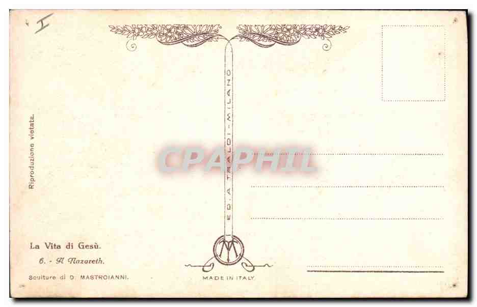 CPA Fantaisie Illustrateur Mastroianni La Vita di Gesu A Nazareth  — Verso