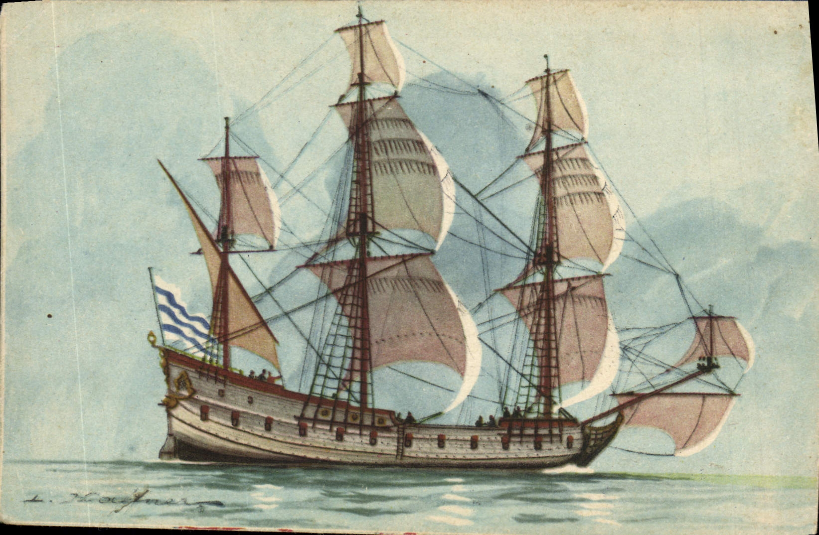 CPA Fantaisie Illustrateur Haffner Bateau Flute