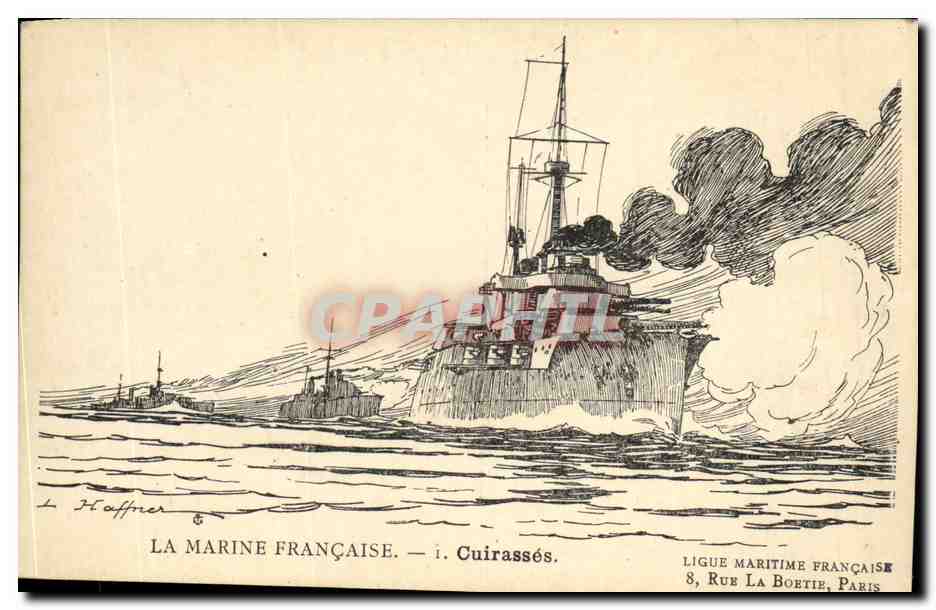 CPA Fantaisie Illustrateur Haffner Bateau de Guerre Cuirasses