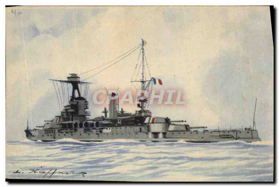 CPA Fantaisie Illustrateur Haffner Bateau de Guerre Cuirasse Provence