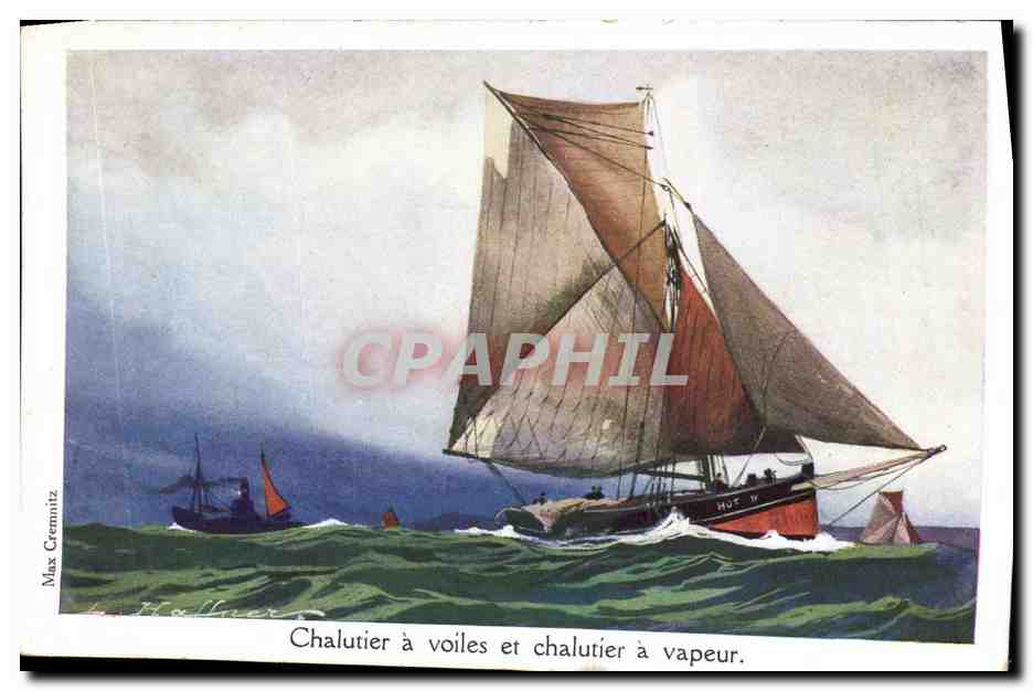 Chalutier à voiles et chalutier à vapeur — Max Cremnitz — Ligue Maritime et Coloniale