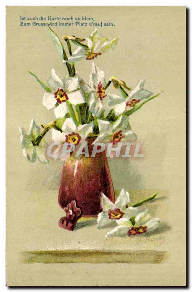 Narcisses dans un vase rouge — B. Bonks — Série 96