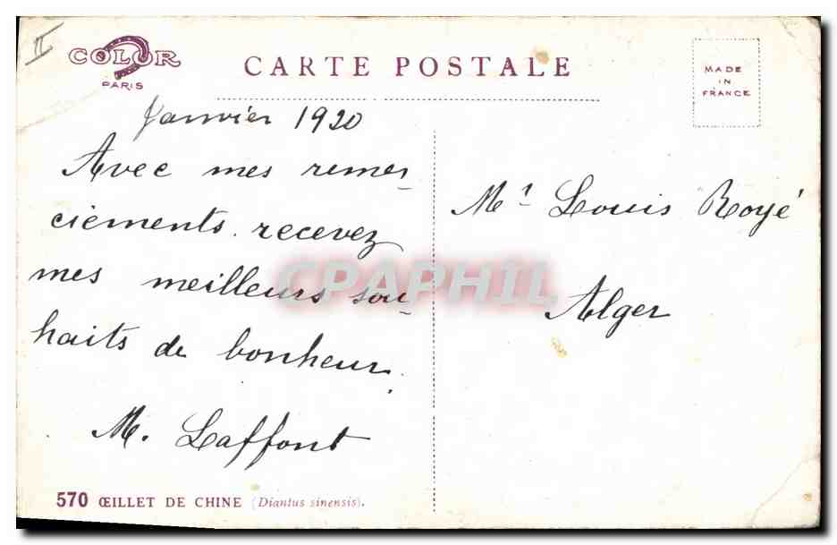 CPA Fantaisie Fleurs  — Back