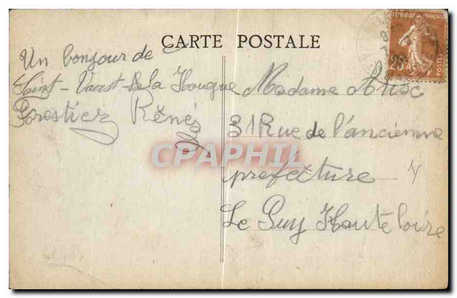 CPA Phare St Vaast le Hougue La Hougue a maree haute — Rückseite