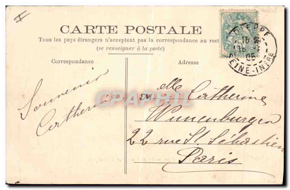 CPA Phare Dieppe La mer un jour de tempete — Rückseite