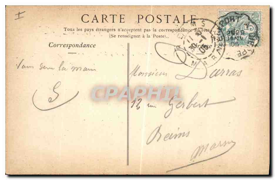 CPA Phare Le Treport La jetee un jour de tempete — Rückseite