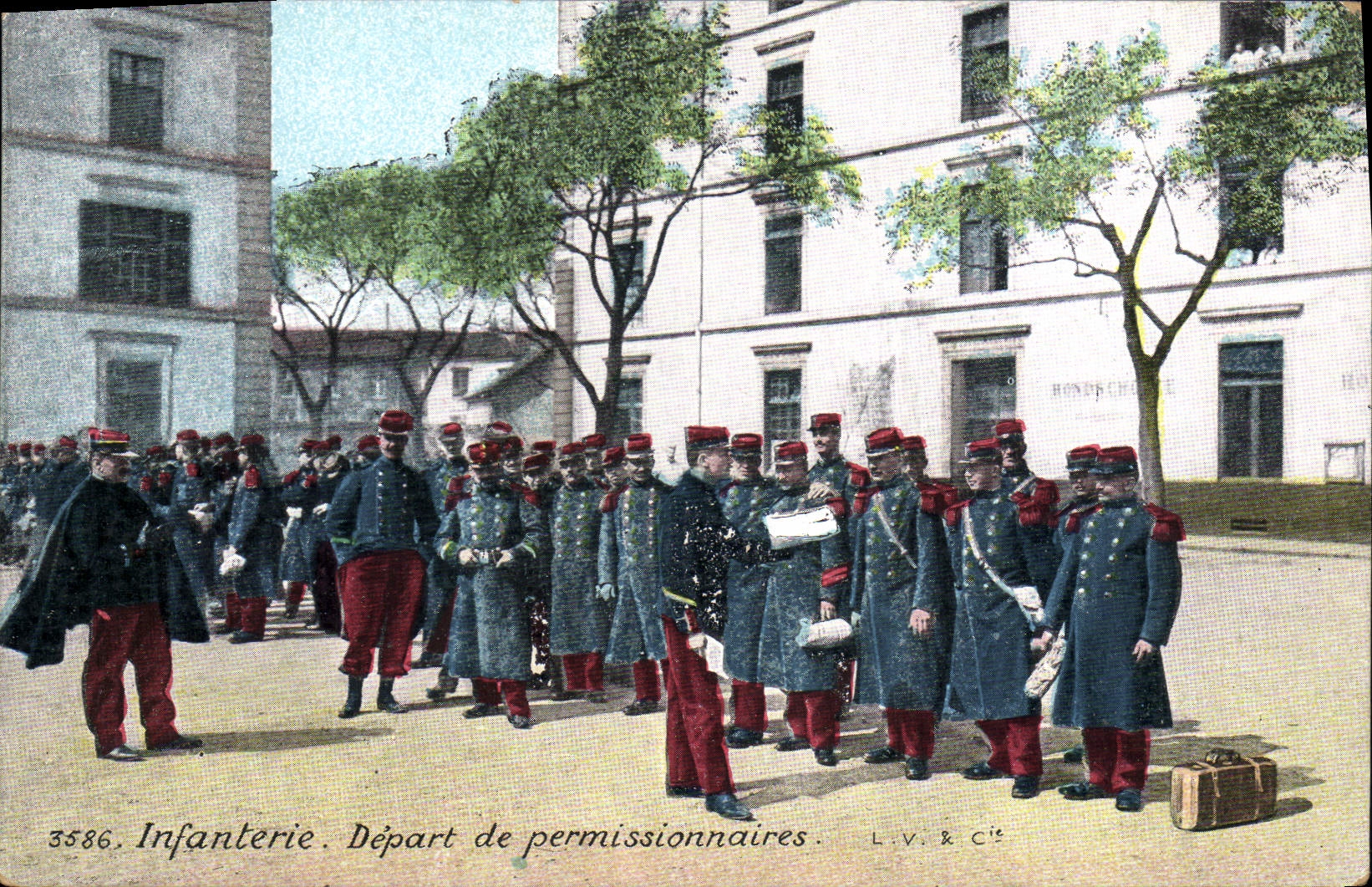 Infanterie. Départ de permissionnaires — L.V. & Cie, n° 3586