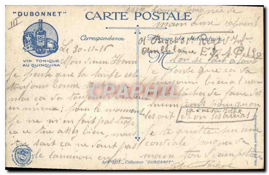 Infanterie anglaise en action — édition Dubonnet — Verso