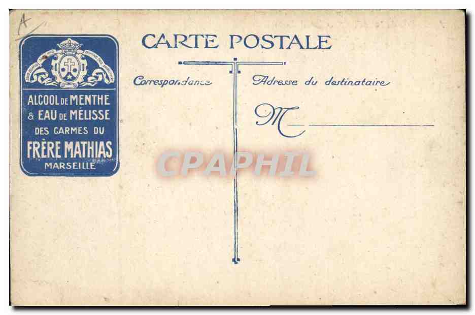 Notre 75 en action — Alcool de menthe et eau de mélisse des Carmes du Frère Mathias, Marseille — Rückseite