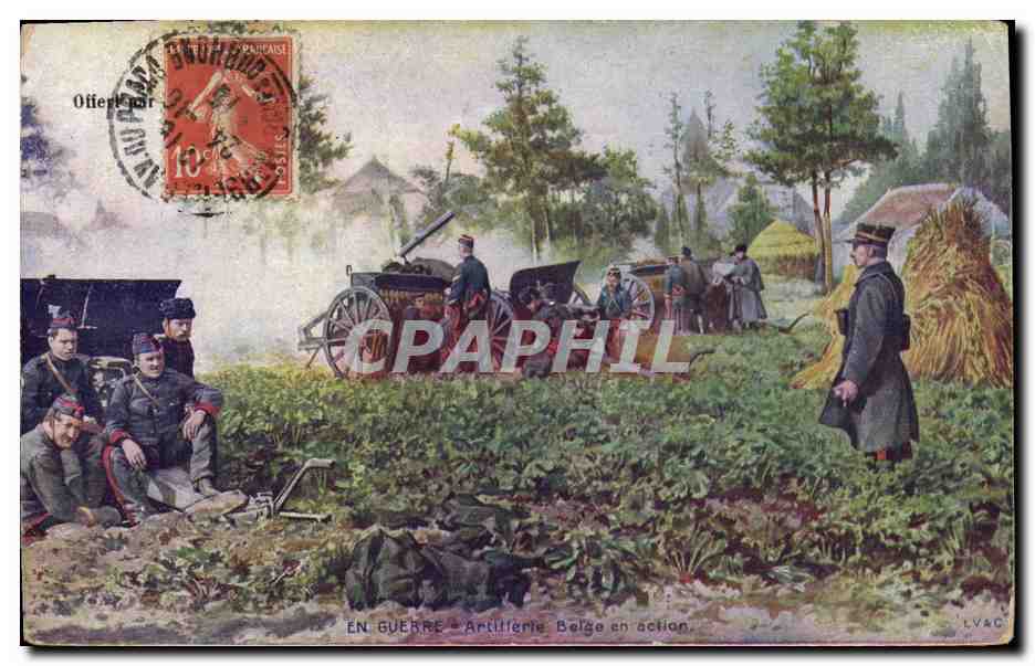 CPA Militaria Artillerie belge en action