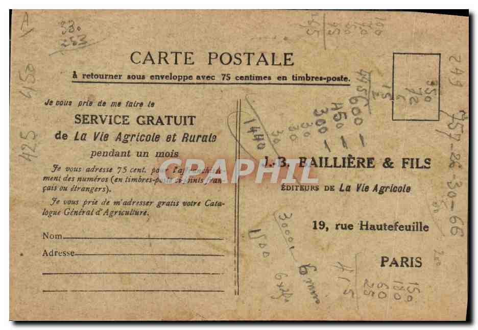 CPA Journaux Journal La Vie Agricole et Rurale — Rückseite