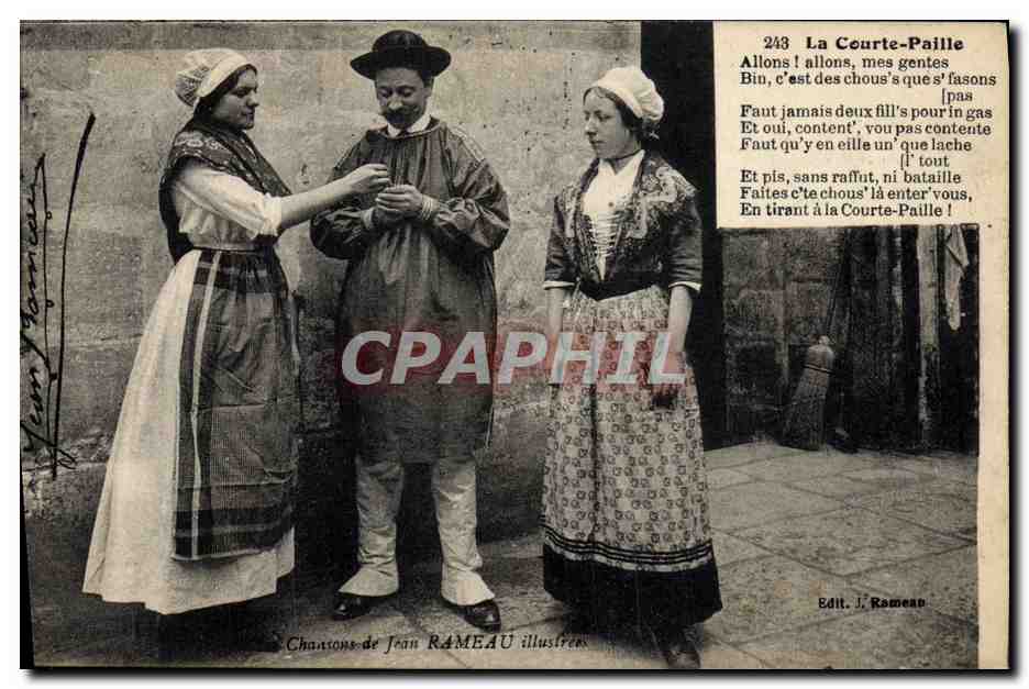 CPA Folklore Les chansons de Jean Rameau illustrees La courte paille