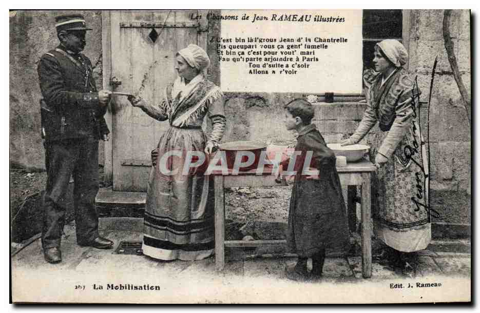 CPA Folklore Les chansons de Jean Rameau illustrees La mobilisation Gendarme Militaria