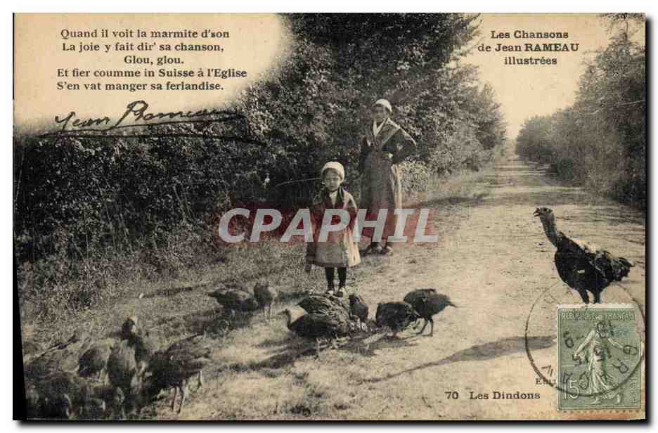 CPA Folklore Les chansons de Jean Rameau illustrees Les dindons