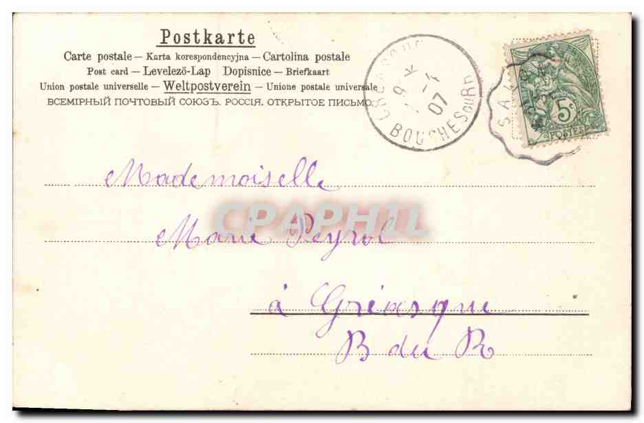 CPA Fantaisie Fleurs Poisson Oiseau — Rückseite
