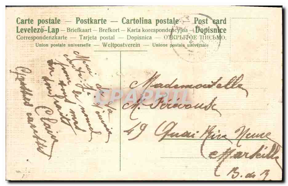 CPA Fantaisie Fleurs Hirondelles — Verso