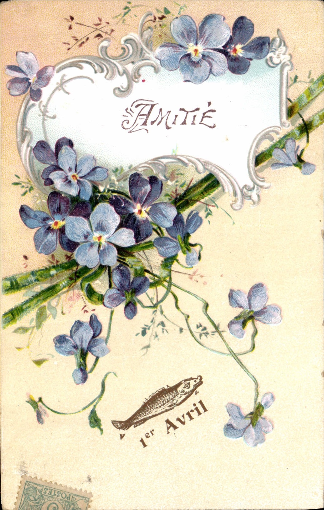 Fleurs de violettes — Amitié — 1er Avril — éditeur non identifié